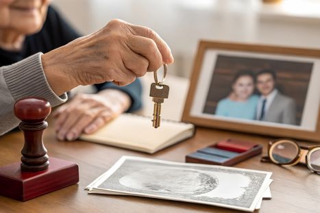 Foto: Ältere Person mit Schlüssel in der Hand
